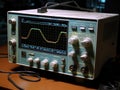 An oscilloscope used to visualize and analyze electronic waveforms created with Generative AI