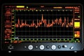 Oscilloscope waveform on its screen. Generative AI Royalty Free Stock Photo