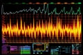 Oscilloscope waveform on its screen. Generative AI Royalty Free Stock Photo
