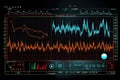 Oscilloscope waveform on its screen. Generative AI