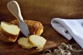 Oscypek cheese board on a wooden table Royalty Free Stock Photo