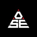 OSE triangle letter logo design with triangle shape. OSE triangle logo design monogram. OSE triangle vector logo template with red