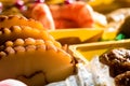 Osechi Ryori are traditional dishes enjoyed by Japanese people on New Year`s day. Royalty Free Stock Photo