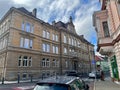 OSEK, CZECH REPUBLIC - 14.10.2023: The streets of an old Czech town. School building.