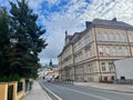 OSEK, CZECH REPUBLIC - 14.10.2023: The streets of an old Czech town. School building.