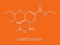 Oseltamivir influenza virus drug molecule. Skeletal formula.