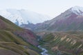 Morning Landscape of Alay Valley in Osh, Kyrgyzstan. Pamir mountains in Kyrgyzstan Royalty Free Stock Photo