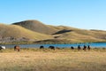Morning Landscape of Tulpar Kol Lake in Alay Valley, Osh, Kyrgyzstan. Pamir mountains in Kyrgyzstan Royalty Free Stock Photo