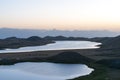 Morning Sunlight Landscape of Tulpar Kol Lake in Alay Valley, Osh, Kyrgyzstan. Royalty Free Stock Photo