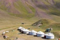 Tourist Yurt camp of Tulpar Kol Lake in Alay Valley, Osh, Kyrgyzstan