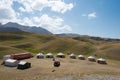 Tourist Yurt camp of Tulpar Kol Lake in Alay Valley, Osh, Kyrgyzstan