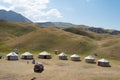 Tourist Yurt camp of Tulpar Kol Lake in Alay Valley, Osh, Kyrgyzstan