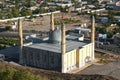 The mosque with the Sulayman Too Mountain in the background. Royalty Free Stock Photo