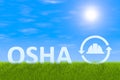 OSHA business concept green grass landscape background 3d Royalty Free Stock Photo