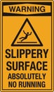 OSHA Safety Sign Marking Label Pictogram Standards Warning Slippery Surface Portrait with Symbol Pictogram Royalty Free Stock Photo