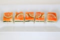 Oshi salmon. Traditional japanese sushi rolls