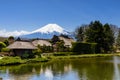 Oshino Hakkai heritage village with mount Fuji Royalty Free Stock Photo