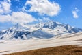 Oshten mountain peak at Lagonaki Highlands in West Caucasus. Scenic spring sunny day bluesky landscape