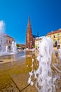 Osijek main square and cathedral view