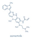 Osimertinib cancer drug molecule. Skeletal formula.