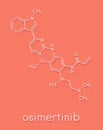 Osimertinib cancer drug molecule. Skeletal formula.