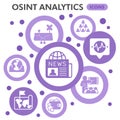 Osint analytics symbols collection or sketches, open source data theme bubble with glyph style signs for web and app Royalty Free Stock Photo