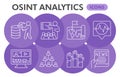 Osint analytics symbols collection or sketches, open source data theme bubble with thin line style signs for web and app Royalty Free Stock Photo