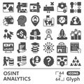 Osint analytics symbols collection or sketches, open source data theme with glyph style signs for web and app. Vector Royalty Free Stock Photo