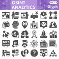 Osint analytics symbols collection or sketches, open source data theme with glyph style signs for web and app. Vector Royalty Free Stock Photo