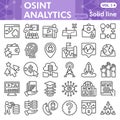 Osint analytics symbols collection or sketches, open source data theme with line style signs for web and app. Vector Royalty Free Stock Photo