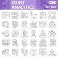 Osint analytics symbols collection or sketches, open source data theme with thin line style signs for web and app Royalty Free Stock Photo