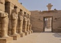 Osiride sculptures of King Ramesses III in the courtyard of his temple in the Karnak temple complex near Luxor, Egypt.