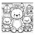 Vector hand drawn outline childish illustration of a bear family Royalty Free Stock Photo