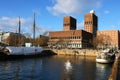 Oslo, the harbor and the building of the City Hall. Norway, Europe. Royalty Free Stock Photo