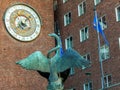 Oslo City Hall clock swan statue