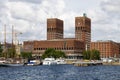 The Oslo City Hall in Norway, view from the bay Pipervika