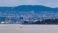 Oslo city view seen from Inner Oslofjord on rainy day Norway