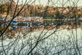 Oslo - the fjord - boats seen through some branches. Royalty Free Stock Photo