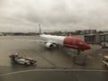 OSLO GARDERMOEN, NORWAY - NOVEMBER 3:Aircrafts at Oslo Gardermoen International Airport on november 3, 2014 in Oslo. Royalty Free Stock Photo