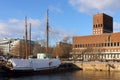 Oslo, the harbor and the building of the City Hall. Norway, Europe. Royalty Free Stock Photo