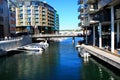 Oslo harbour and on background some modern buildings. Royalty Free Stock Photo