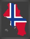 Oslo map of Norway with Norwegian national flag illustration