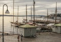 Oslo marina - grey skies and waters of the fjord. Royalty Free Stock Photo