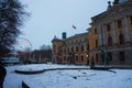 Oslo National theatre in Norway during winter period