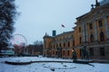 Oslo National theatre in Norway during winter period