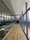 Oslo, Norway - April 5, 2018: Clean and modern architecture in Oslo Airport Royalty Free Stock Photo