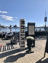 Oslo, Norway - April 6, 2018: Lekter'n bar in Aker Brygge pier Royalty Free Stock Photo