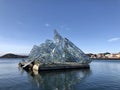 Oslo, Norway - April 10, 2018: She Lies, glass sculpture by Monica Bonvicini Royalty Free Stock Photo