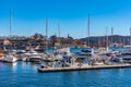 OSLO, NORWAY, APRIL 15, 2019: Marina in front of the Akershus fort in Oslo, Norway Royalty Free Stock Photo