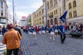 Musical bands parade through the streets of Oslo, Norway